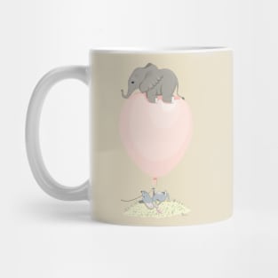 Elephant on a flying balloon Mug